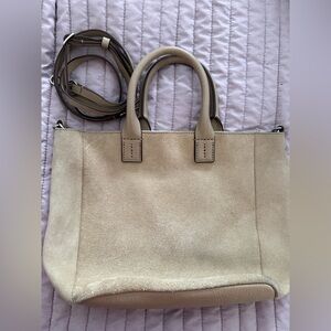 Suede Cream Handbag with strap